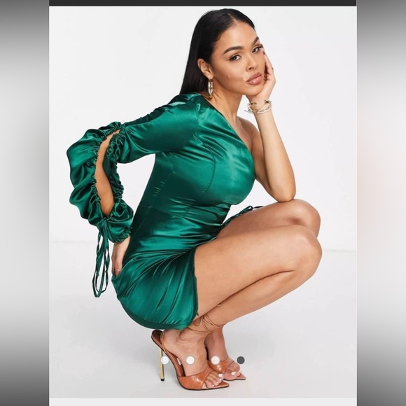 ASOS Dress - Emerald Silk - NEVER WORN - Picture 2 of 3